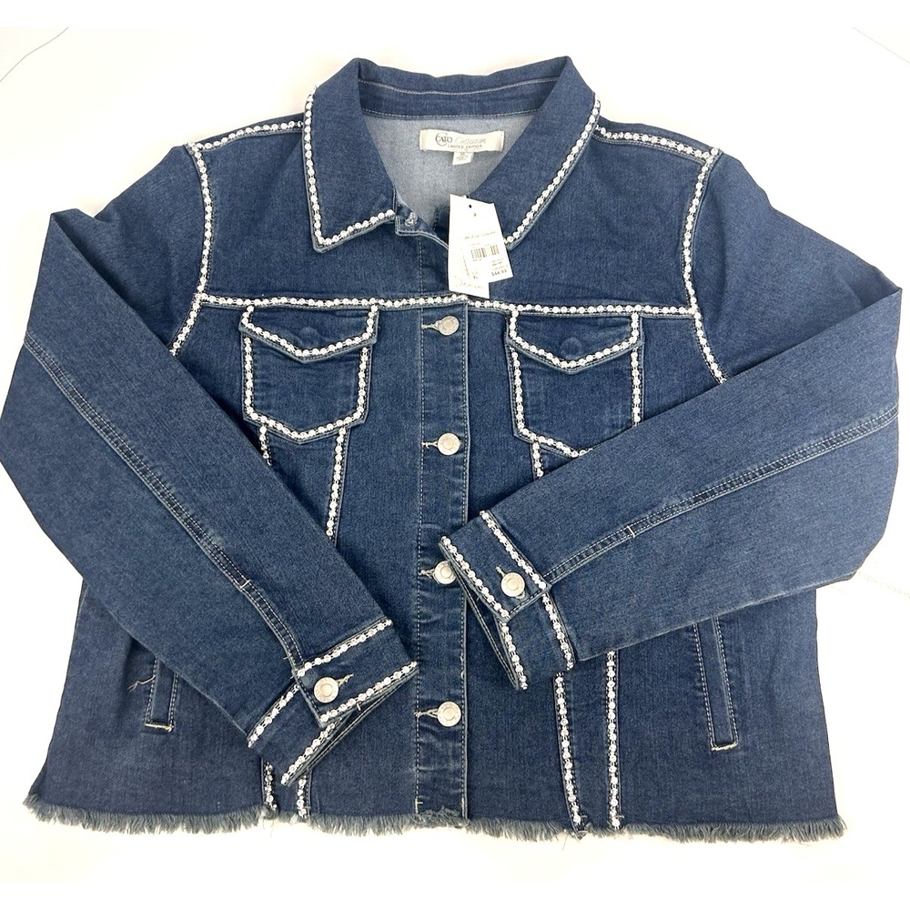 Cato Collection Limited Edition CZ studded denim jean jacket NWT XL - Picture 2 of 9